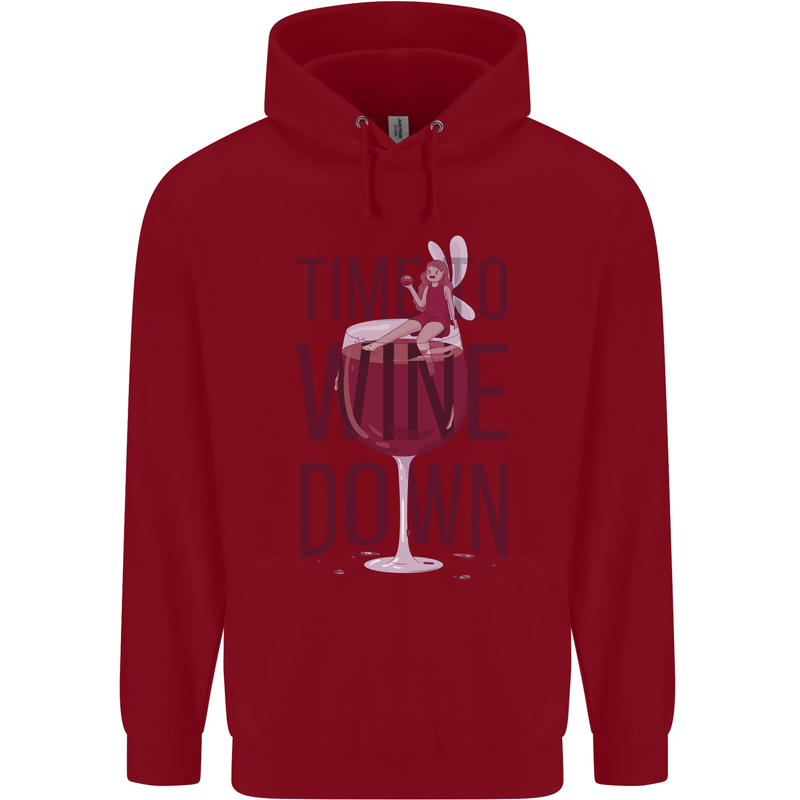 Time to Wine Down Funny Alcohol Childrens Kids Hoodie Red