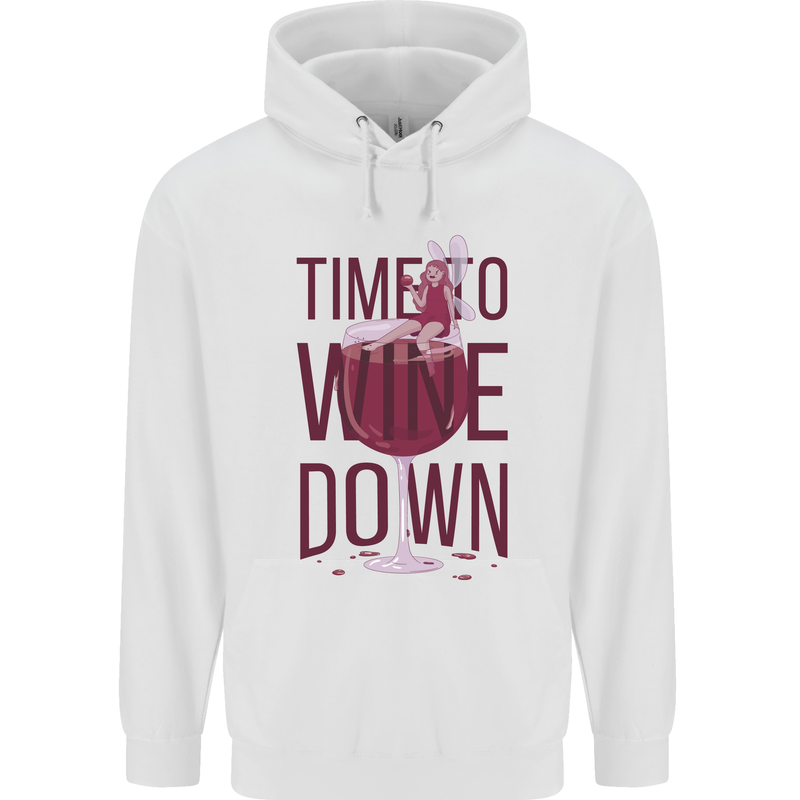Time to Wine Down Funny Alcohol Childrens Kids Hoodie White