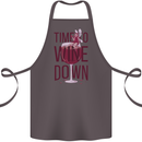 Time to Wine Down Funny Alcohol Cotton Apron 100% Organic Dark Grey