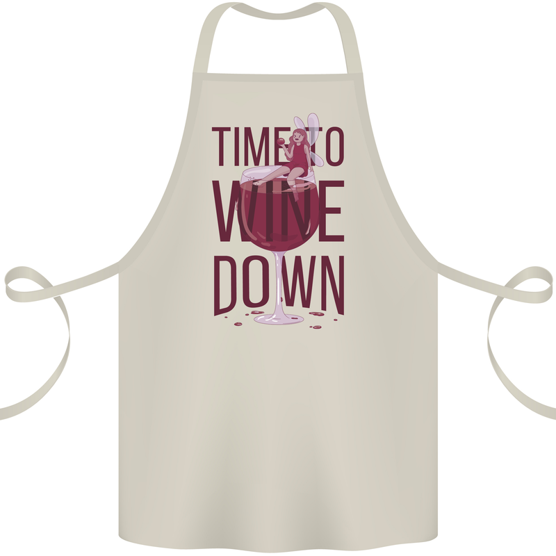 Time to Wine Down Funny Alcohol Cotton Apron 100% Organic Natural