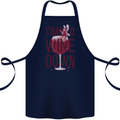 Time to Wine Down Funny Alcohol Cotton Apron 100% Organic Navy Blue