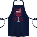 Time to Wine Down Funny Alcohol Cotton Apron 100% Organic Navy Blue