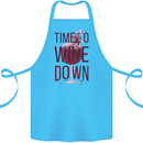 Time to Wine Down Funny Alcohol Cotton Apron 100% Organic Turquoise