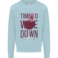 Time to Wine Down Funny Alcohol Kids Sweatshirt Jumper Light Blue