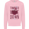 Time to Wine Down Funny Alcohol Kids Sweatshirt Jumper Light Pink