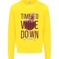 Time to Wine Down Funny Alcohol Kids Sweatshirt Jumper Yellow