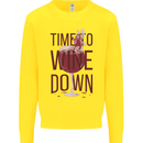 Time to Wine Down Funny Alcohol Kids Sweatshirt Jumper Yellow