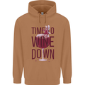 Time to Wine Down Funny Alcohol Mens 80% Cotton Hoodie Caramel Latte