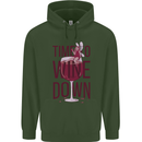 Time to Wine Down Funny Alcohol Mens 80% Cotton Hoodie Forest Green