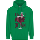 Time to Wine Down Funny Alcohol Mens 80% Cotton Hoodie Irish Green