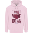 Time to Wine Down Funny Alcohol Mens 80% Cotton Hoodie Light Pink