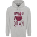 Time to Wine Down Funny Alcohol Mens 80% Cotton Hoodie Sports Grey