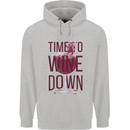 Time to Wine Down Funny Alcohol Mens 80% Cotton Hoodie Sports Grey