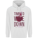 Time to Wine Down Funny Alcohol Mens 80% Cotton Hoodie White