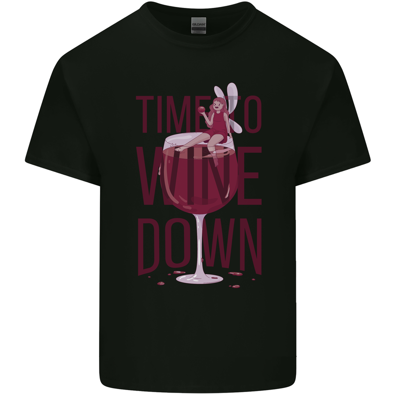 Time to Wine Down Funny Alcohol Mens Cotton T-Shirt Tee Top Black