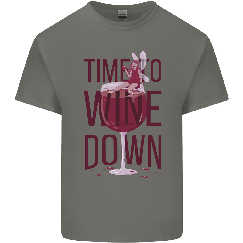 Time to Wine Down Funny Alcohol Mens Cotton T-Shirt Tee Top Charcoal