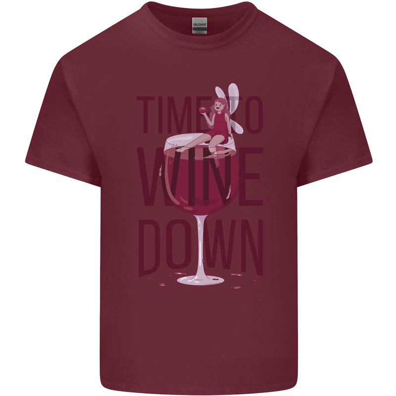 Time to Wine Down Funny Alcohol Mens Cotton T-Shirt Tee Top Maroon