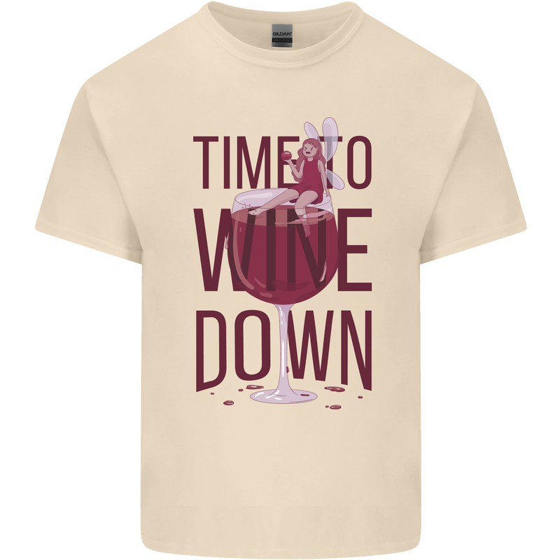 Time to Wine Down Funny Alcohol Mens Cotton T-Shirt Tee Top Natural