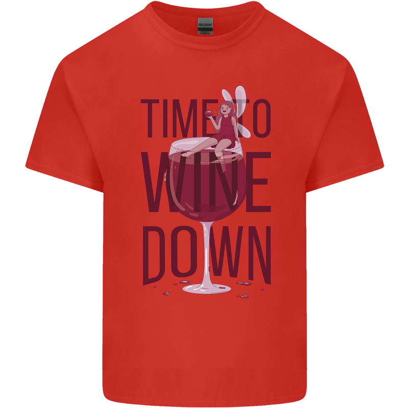 Time to Wine Down Funny Alcohol Mens Cotton T-Shirt Tee Top Red