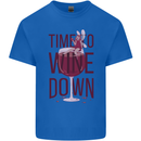 Time to Wine Down Funny Alcohol Mens Cotton T-Shirt Tee Top Royal Blue