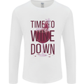 Time to Wine Down Funny Alcohol Mens Long Sleeve T-Shirt White
