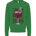Time to Wine Down Funny Alcohol Mens Sweatshirt Jumper Irish Green