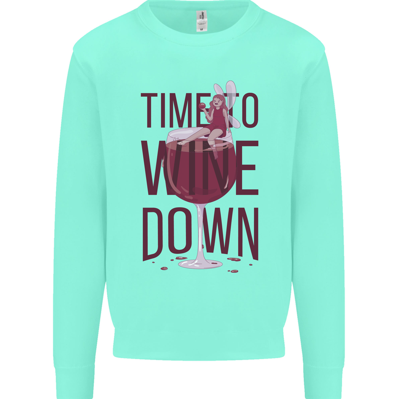 Time to Wine Down Funny Alcohol Mens Sweatshirt Jumper Peppermint
