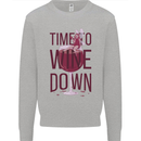 Time to Wine Down Funny Alcohol Mens Sweatshirt Jumper Sports Grey