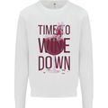 Time to Wine Down Funny Alcohol Mens Sweatshirt Jumper White