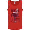 Time to Wine Down Funny Alcohol Mens Vest Tank Top Red