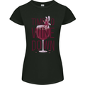 Time to Wine Down Funny Alcohol Womens Petite Cut T-Shirt Black