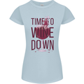 Time to Wine Down Funny Alcohol Womens Petite Cut T-Shirt Light Blue