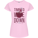 Time to Wine Down Funny Alcohol Womens Petite Cut T-Shirt Light Pink