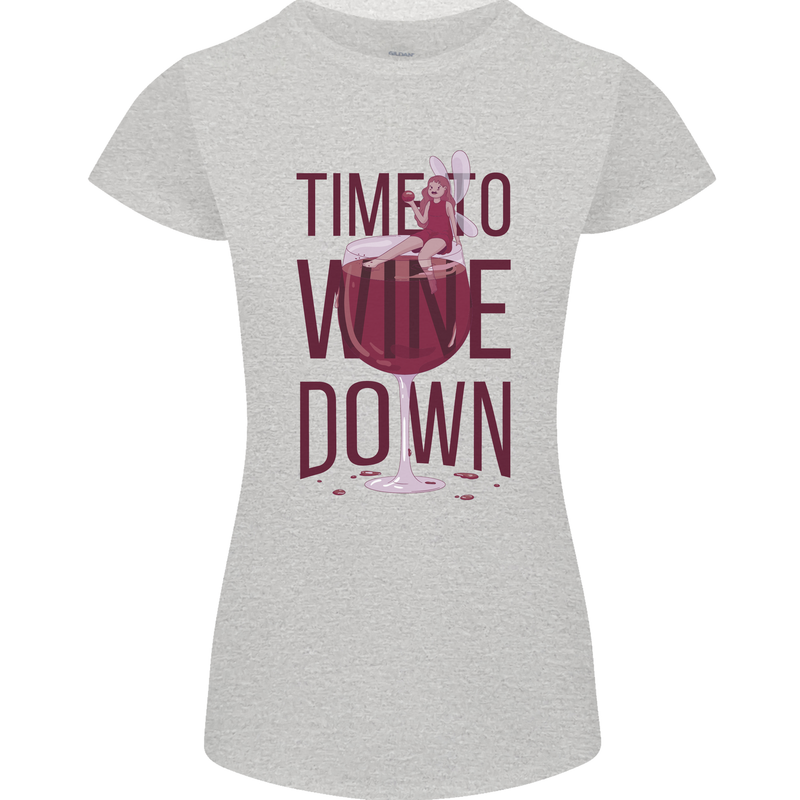 Time to Wine Down Funny Alcohol Womens Petite Cut T-Shirt Sports Grey