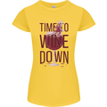 Time to Wine Down Funny Alcohol Womens Petite Cut T-Shirt Yellow