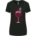 Time to Wine Down Funny Alcohol Womens Wider Cut T-Shirt Black