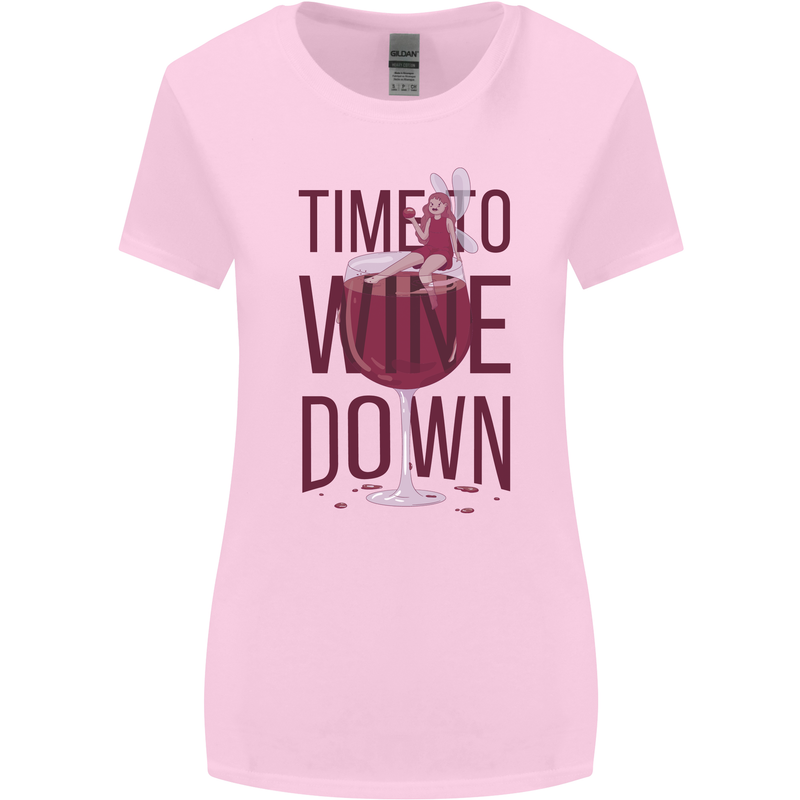 Time to Wine Down Funny Alcohol Womens Wider Cut T-Shirt Light Pink
