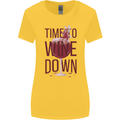 Time to Wine Down Funny Alcohol Womens Wider Cut T-Shirt Yellow