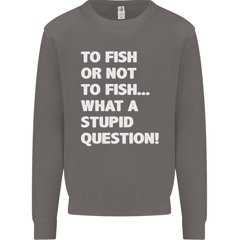 To Fish or Not to? What a Stupid Question Mens Sweatshirt Jumper Charcoal