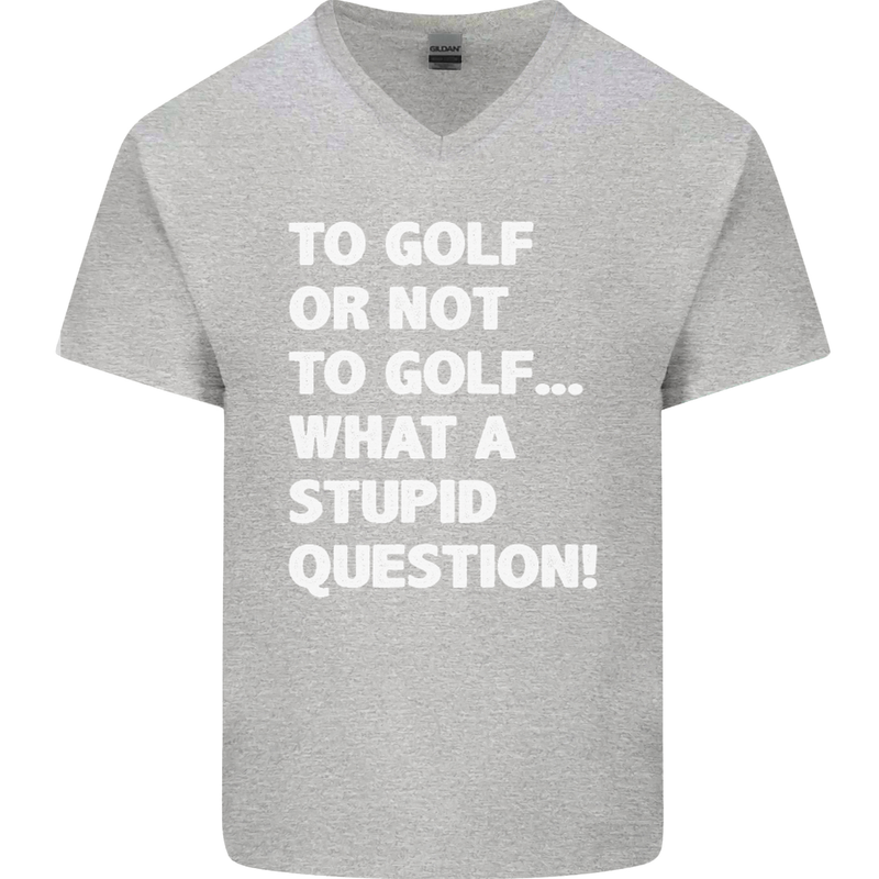 To Golf or Not to? What a Stupid Question Mens V-Neck Cotton T-Shirt Sports Grey