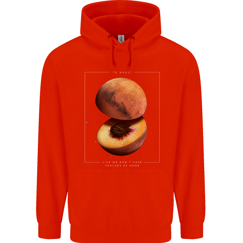 To Mars Peaches Space Planets Cosmos Mens 80% Cotton Hoodie Bright Red
