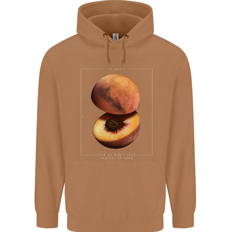 To Mars Peaches Space Planets Cosmos Mens 80% Cotton Hoodie Caramel Latte