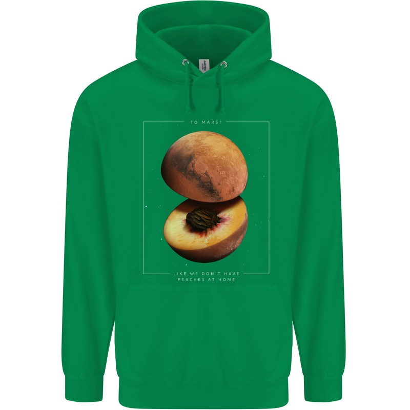 To Mars Peaches Space Planets Cosmos Mens 80% Cotton Hoodie Irish Green