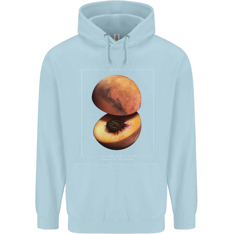 To Mars Peaches Space Planets Cosmos Mens 80% Cotton Hoodie Light Blue