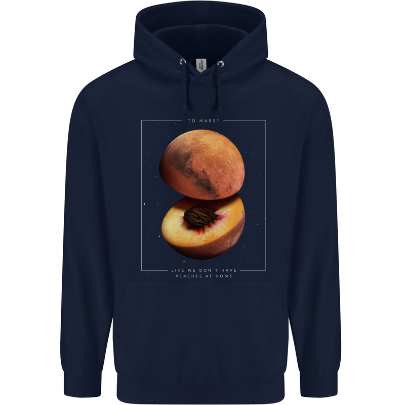 To Mars Peaches Space Planets Cosmos Mens 80% Cotton Hoodie Navy Blue