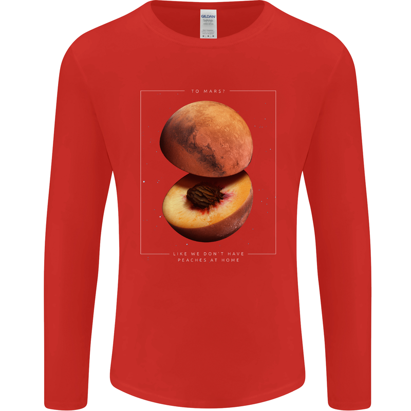 To Mars Peaches Space Planets Cosmos Mens Long Sleeve T-Shirt Red