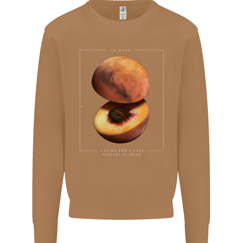 To Mars Peaches Space Planets Cosmos Mens Sweatshirt Jumper Caramel Latte