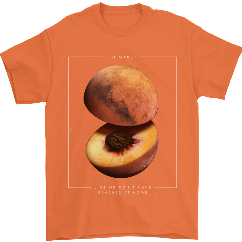 To Mars Peaches Space Planets Cosmos Mens T-Shirt Cotton Gildan Orange