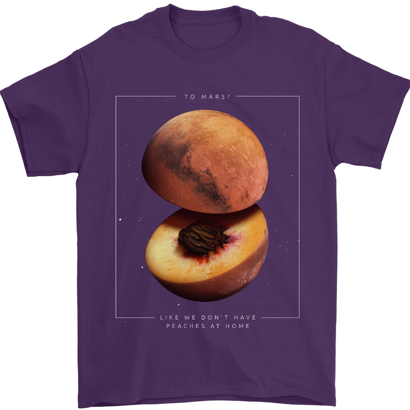 To Mars Peaches Space Planets Cosmos Mens T-Shirt Cotton Gildan Purple