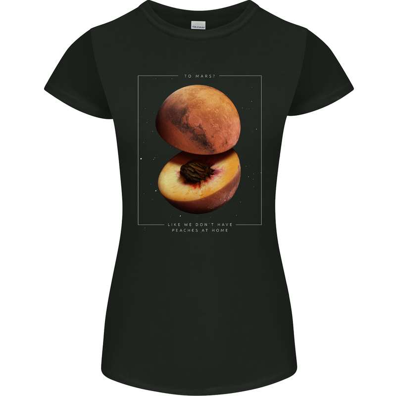 To Mars Peaches Space Planets Cosmos Womens Petite Cut T-Shirt Black